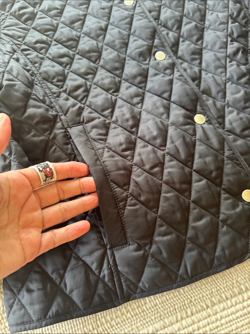 L.L. Bean Black Quilted Snap-Front Utility Jacket - Picture 3 of 8